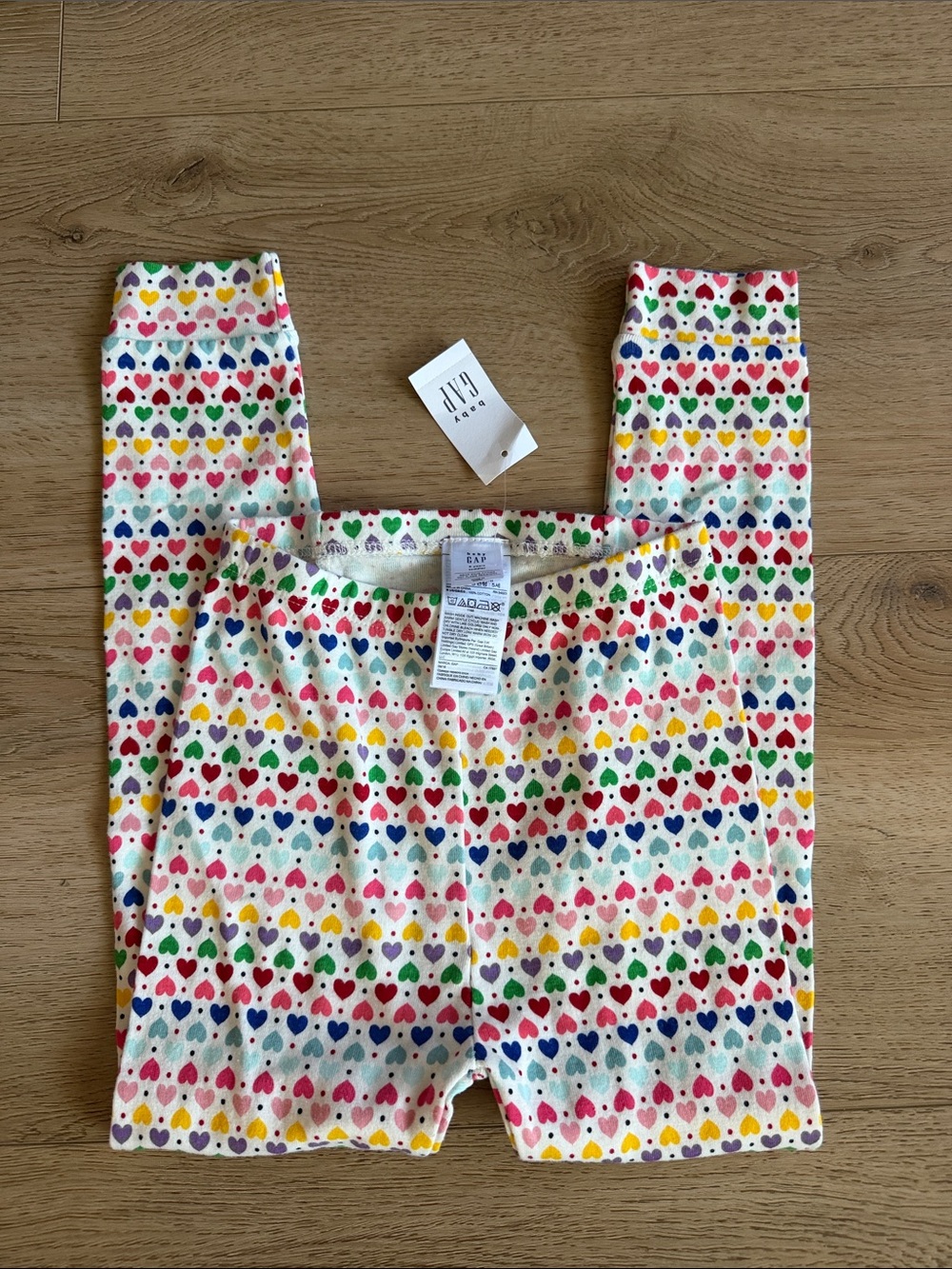 Gymboree White Leggings with Multicolor Heart Print